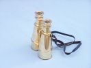 Captain's Solid Brass Binoculars with Leather Case 6""