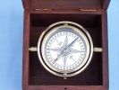 Solid Brass Lifeboat Compass w/ Rosewood Box 5""
