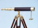 Floor Standing Brass/Leather Harbor Master Telescope 30"" - Leather