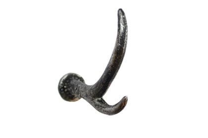 Rustic Silver Cast Iron Antler Hook 5"