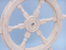 Classic Wooden Whitewashed Decorative Ship Steering Wheel 24""