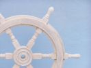 Classic Wooden Whitewashed Decorative Ship Steering Wheel 24""