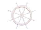Classic Wooden Whitewashed Decorative Ship Steering Wheel 36""