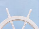 Classic Wooden Whitewashed Decorative Ship Steering Wheel 36""