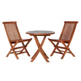 5-Piece 4-ft Teak Octagon Folding Table and Folding Chair Set