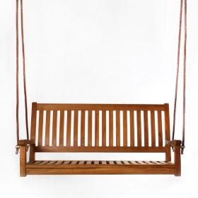 Teak Swing with Blue Cushions