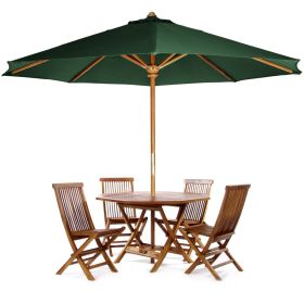 6-Piece 4-ft Teak Octagon Folding Table Set with Red Umbrella