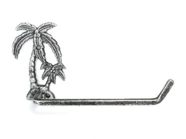 Antique Silver Cast Iron Palm Tree Toilet Paper Holder 10""