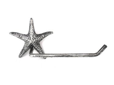 Antique Silver Cast Iron Starfish Toilet Paper Holder 10"