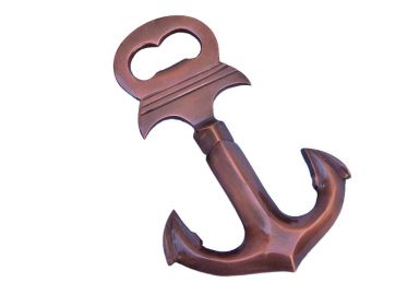Antique Copper Anchor Cork Screw Bottle Opener 6""