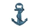 Rustic Dark Blue Whitewashed Cast Iron Anchor Bottle Opener 5""