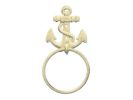 Whitewashed Cast Iron Anchor Towel Holder 8.5"