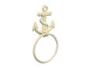 Whitewashed Cast Iron Anchor Towel Holder 8.5"