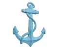 Rustic Dark Blue Whitewashed Cast Iron Anchor 17""