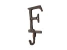 Rustic Copper Cast Iron Letter F Alphabet Wall Hook 6""