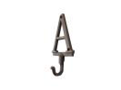 Rustic Copper Cast Iron Letter A Alphabet Wall Hook 6""