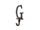 Rustic Copper Cast Iron Letter G Alphabet Wall Hook 6""
