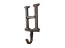 Rustic Copper Cast Iron Letter H Alphabet Wall Hook 6""