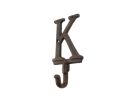 Rustic Copper Cast Iron Letter K Alphabet Wall Hook 6""