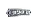 Antique Silver Cast Iron No Smoking Sign 6""