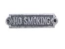Antique Silver Cast Iron No Smoking Sign 6""