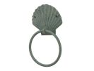Antique Bronze Cast Iron Seashell Towel Holder 8.5""