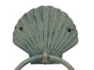 Antique Bronze Cast Iron Seashell Towel Holder 8.5""