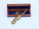 Antique Brass Boatswain (Bosun) Whistle 5"" w/ Rosewood Box