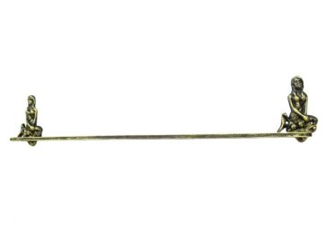 Rustic Gold Cast Iron Mermaid Bath Towel Holder 26""
