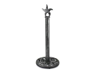 Rustic Silver Cast Iron Starfish Extra Toilet Paper Stand 15"