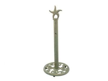 Rustic Seaworn Bronze Cast Iron Starfish Extra Toilet Paper Stand 15"