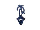 Rustic Dark Blue Cast Iron Wall Mounted Palm Tree Bottle Opener 6""