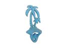 Rustic Light Blue Cast Iron Wall Mounted Palm Tree Bottle Opener 6""