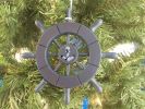 Dark Blue Decorative Ship Wheel With Anchor Christmas Tree Ornament 6"