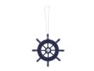 Dark Blue Decorative Ship Wheel With Seashell Christmas Tree Ornament  6""