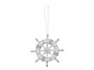 Rustic White Decorative Ship Wheel With Seashell Christmas Tree Ornament  6"