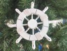 Rustic White Decorative Ship Wheel Christmas Tree Ornament 6"