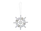 Rustic White Decorative Ship Wheel Christmas Tree Ornament 6"