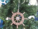 Rustic Wood Finish Decorative Ship Wheel With Seashell Christmas Tree Ornament  6"
