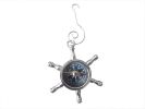 Chrome Ship Wheel Compass Christmas Tree Ornament