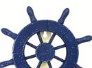 Rustic All Dark Blue Decorative Ship Wheel with Hook 8"
