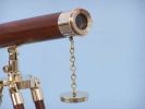 Floor Standing Brass/Wood Harbor Master Telescope 30"" - Wood
