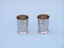 Brushed Nickel Anchor Shot Glasses With Rosewood Box 4"" - Set of 2
