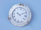 Brushed Nickel Deluxe Class Porthole Clock 12""