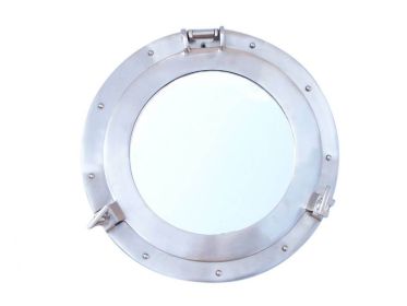 Brushed Nickel Deluxe Class Decorative Ship Porthole Window 12""