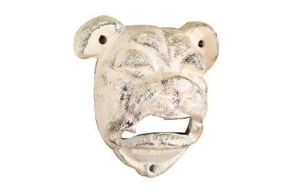 Whitewashed Cast Iron Bulldog Bottle Opener 4""