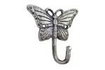 Rustic Silver Cast Iron Butterfly Hook 6""