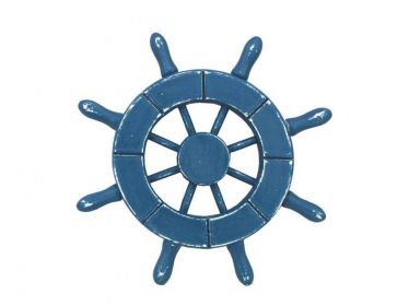 Rustic Light Blue Decorative Ship Wheel 6""