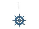 Rustic Light Blue Decorative Ship Wheel With Anchor Christmas Tree Ornament 6""