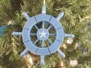 Rustic Light Blue Decorative Ship Wheel With Starfish Christmas Tree Ornament 6""